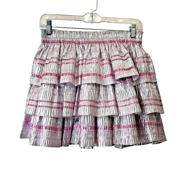 LoveShackFancy Silver and Pink Mini Skirt - Picture 3 of 5